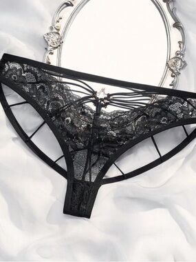 Black Lace Strappy Bikini Panty - Women Intimates